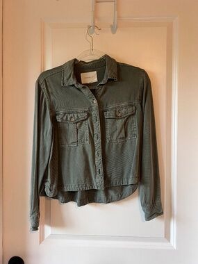 Green button down shirt